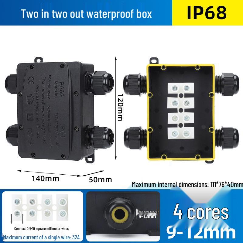 Outdoor IP68 Rainproof Plastic Junction Box with Terminal Block for PC Rooms & Street Lighting
