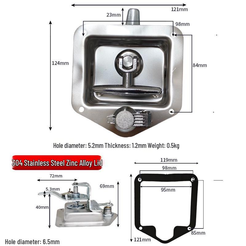T-Handle Stainless Steel Folding Cabinet Lock for Vehicles