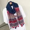 Fashion Head Scarf  New Women Girls Spring Autumn Designer Long Bohemian Ethnic Soft Print Scarf Tassels Wrap Shawl Stole