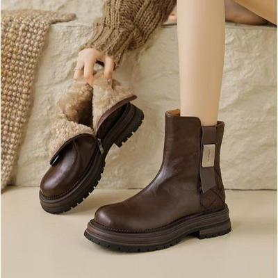 Женские зимние ботинки для снега до середины голени 2025 года, новые утепленные нескользящие короткие ботинки для северо-востока, теплые и холодные