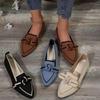 Womens Chic Knot Flat Shoes Soft Knitted Slip-Ons with Pointed Toe Shoes Comfortable & Breathable Casual Ballet Flats Shoes