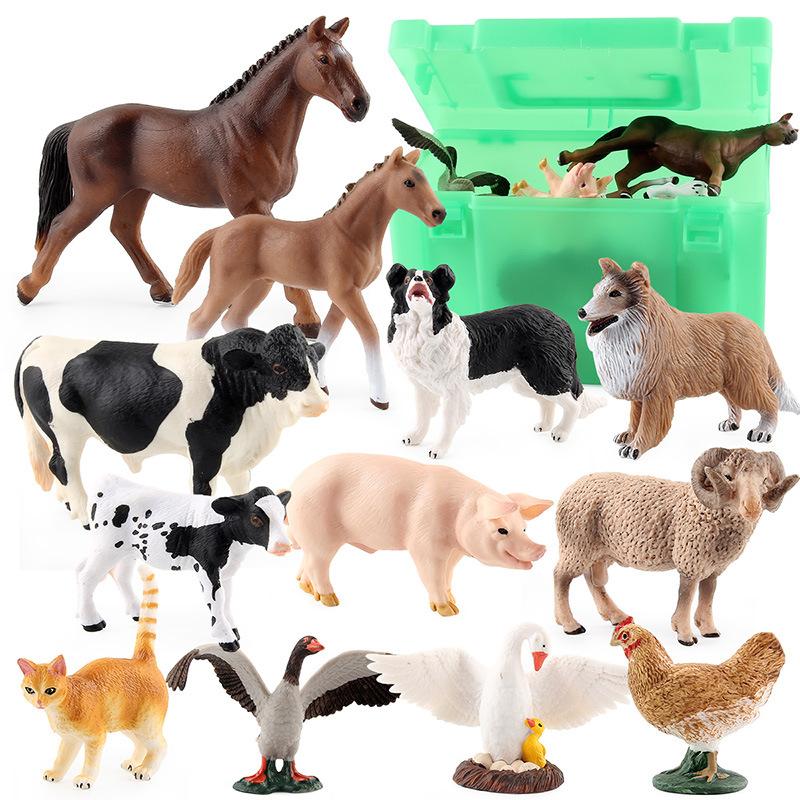 Xd168-D2 Ranch Model Animal Toy Set With Storage Box A Variety Of Farm Animal Model Ornaments
