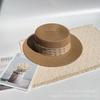 Small fresh letter webbing flat top straw hat female summer seaside photo shoot sun protection shade sand sun hat male