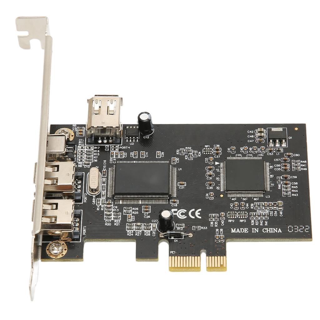PCIE X1 To IEEE 1394A Riser Card Adapter Full Duplex Channel 3 External 1394A Ports Firewire Riser