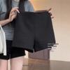 Осенние женские шорты А-силуэта с высокой посадкой черного цвета: Похудение, Повседневный, Стиль горячей девушки