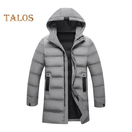 Мужское хлопковое пальто с капюшоном, длинными рукавами, карманами, длинный пуховик, застежка-молния, однотонные карманы, утолщенная повседневная верхняя одежда