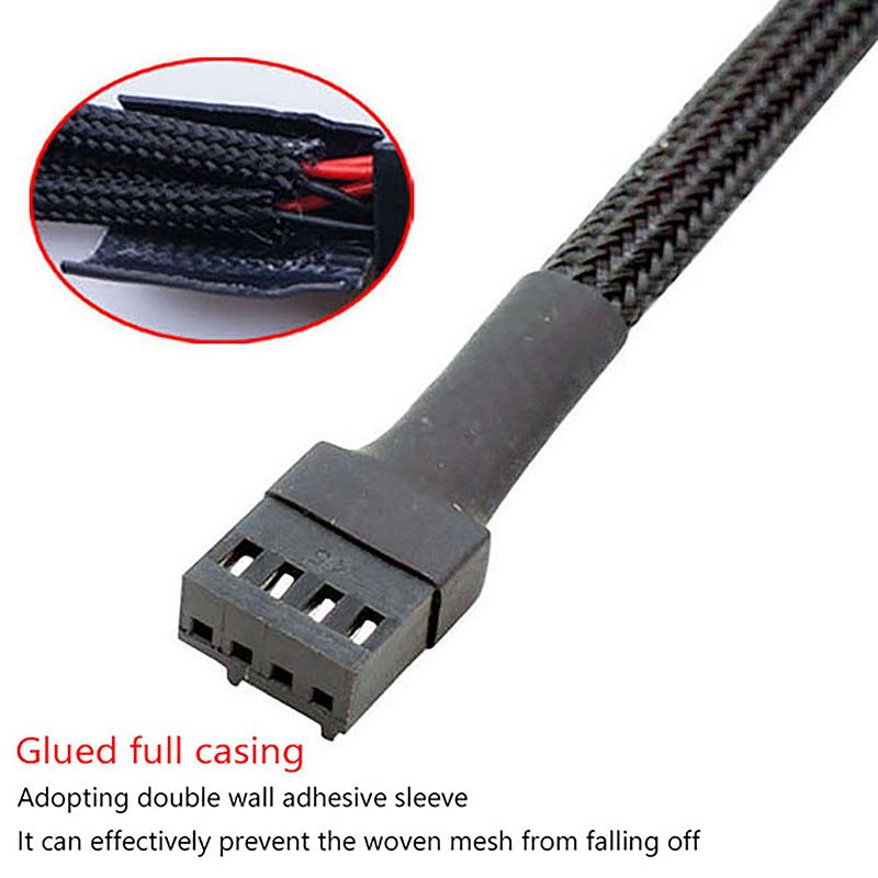 1 шт., кабель-разветвитель для вентилятора, 4-контактный кабель-адаптер 1 к 1 2 3 4, разветвитель для вентилятора процессора компьютера, удлинитель для вентилятора ПК, кабель питания, аксессуары