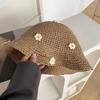 Cap Handmade Weave Sunscreen Beach Hat Flower Flat Hat Sun Protection Straw Hat Sun Hat Sun Cap