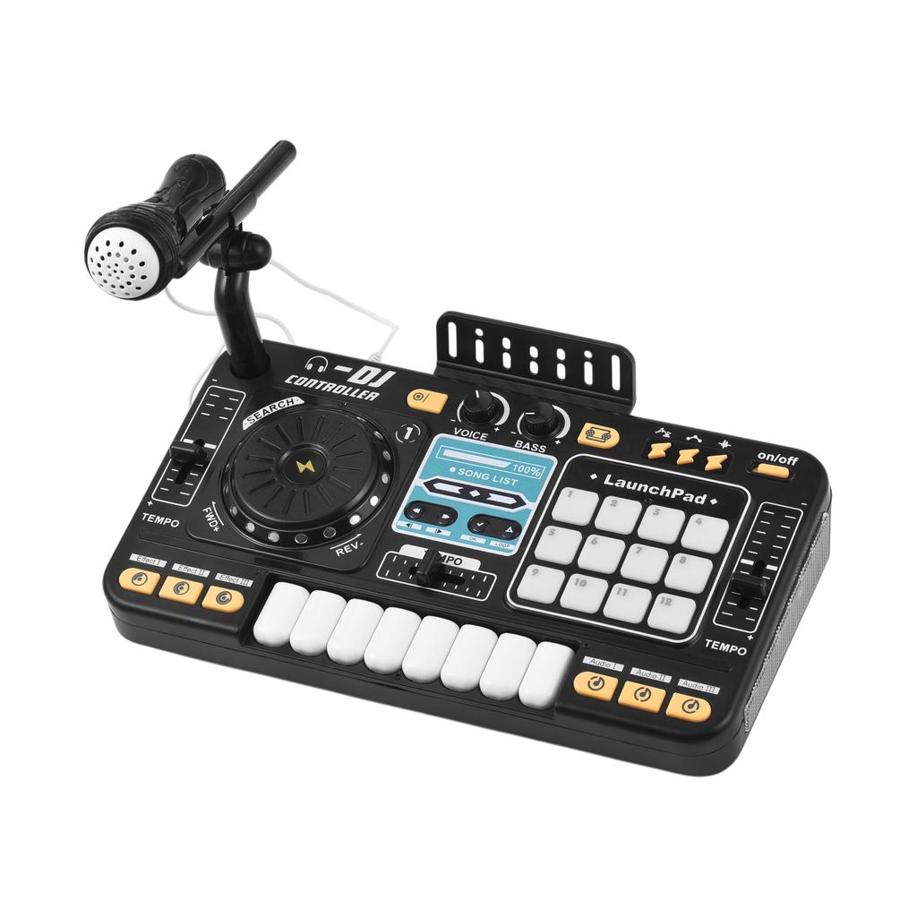 DJ-контроллер для детей, DJ-проигрыватель, электронная клавиатура, Bluetooth-микшер, регулируемый микрофон, динамическая подсветка.