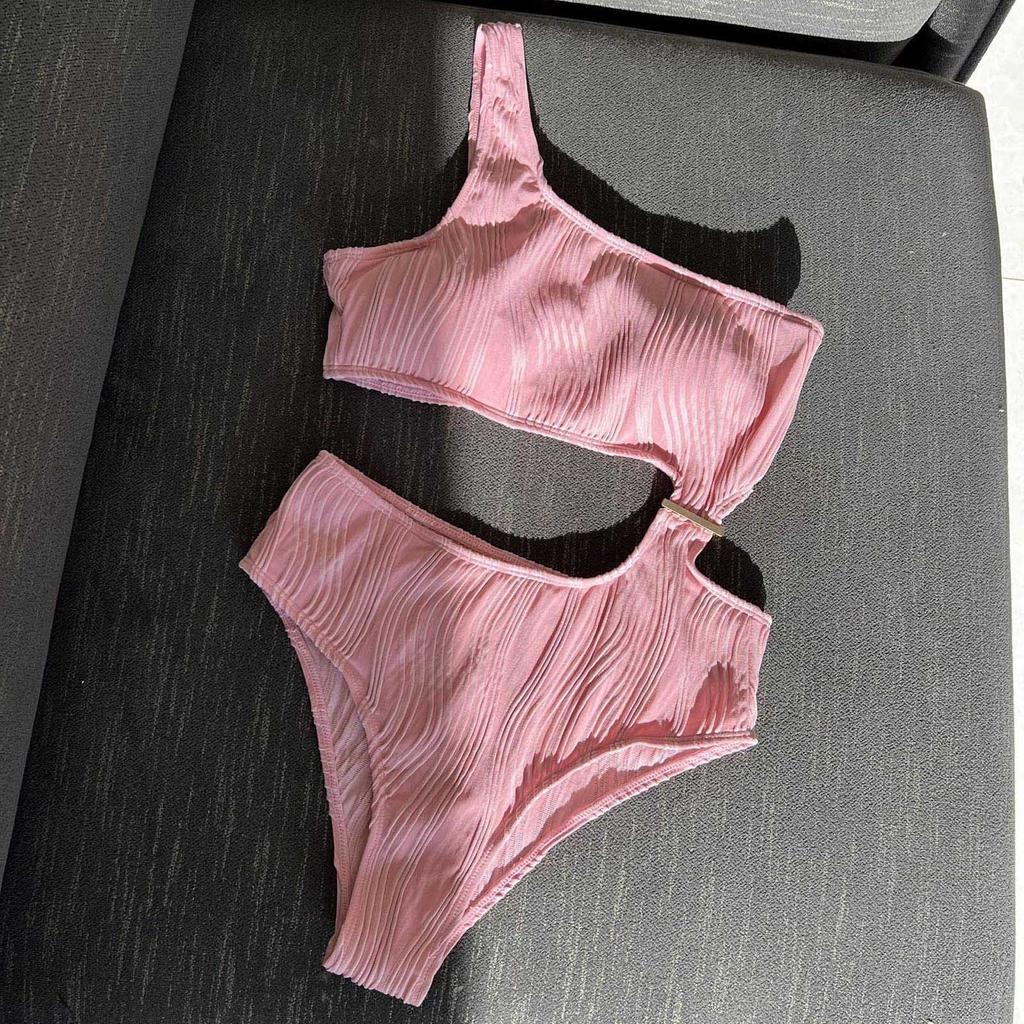 Женский цельный купальник, сексуальный сплошной цвет, текстурированная ткань, сексуальный купальник на одно плечо