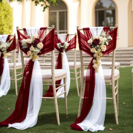 Шифоновые ленты на стулья, украшения для прохода на свадьбе, 9 футов, немнущаяся драпировочная ткань для церемонии, приема, вечеринки, банкетного украшения