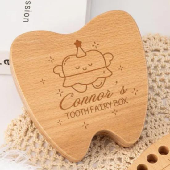 Деревянная коробочка для зубов Коробка для хранения молочных зубов Коробка для памятных вещей для детских зубов Витрина для зубов для детей Сохранение молочных зубов