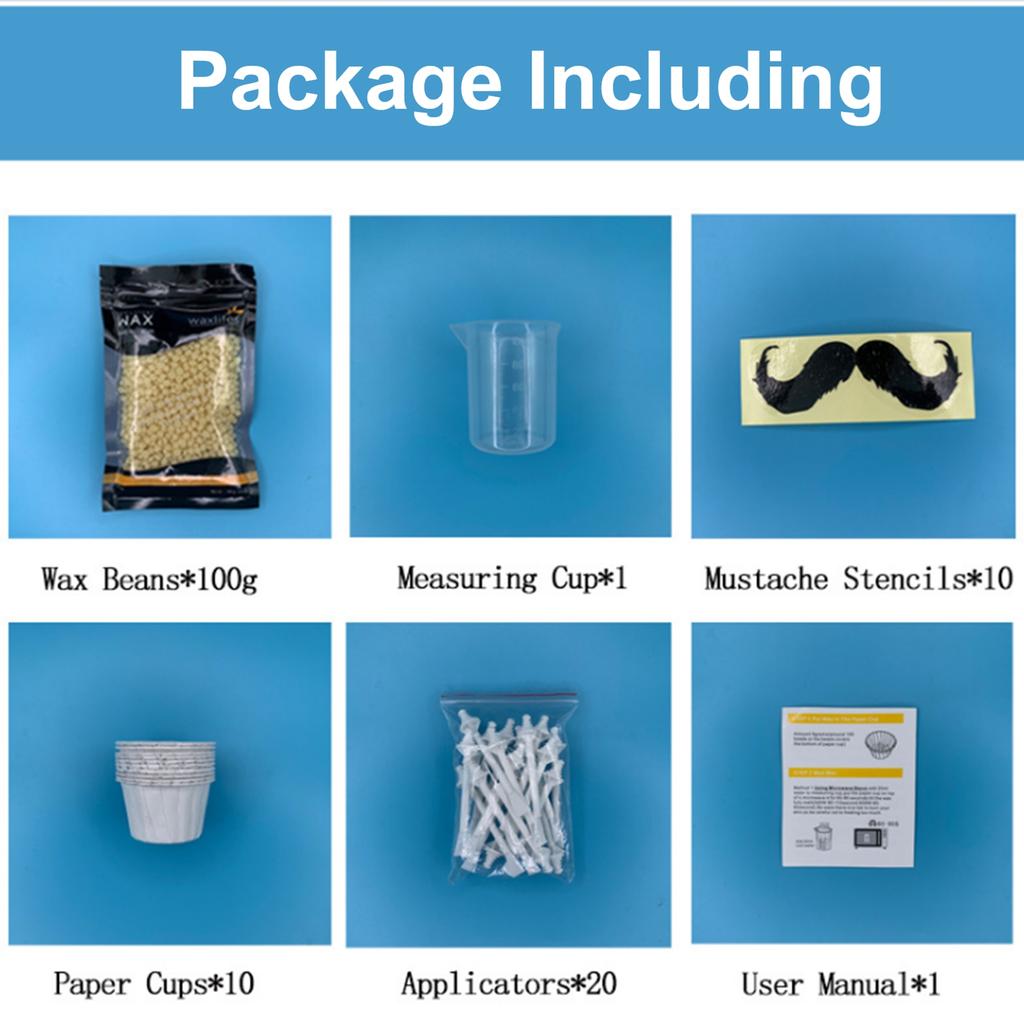 Набор воска для удаления волос в носу Восковые бобы Аппликаторы Палочки Наклейки для усов Мерный стаканчик Бумажные стаканчики для удаления волос в носу