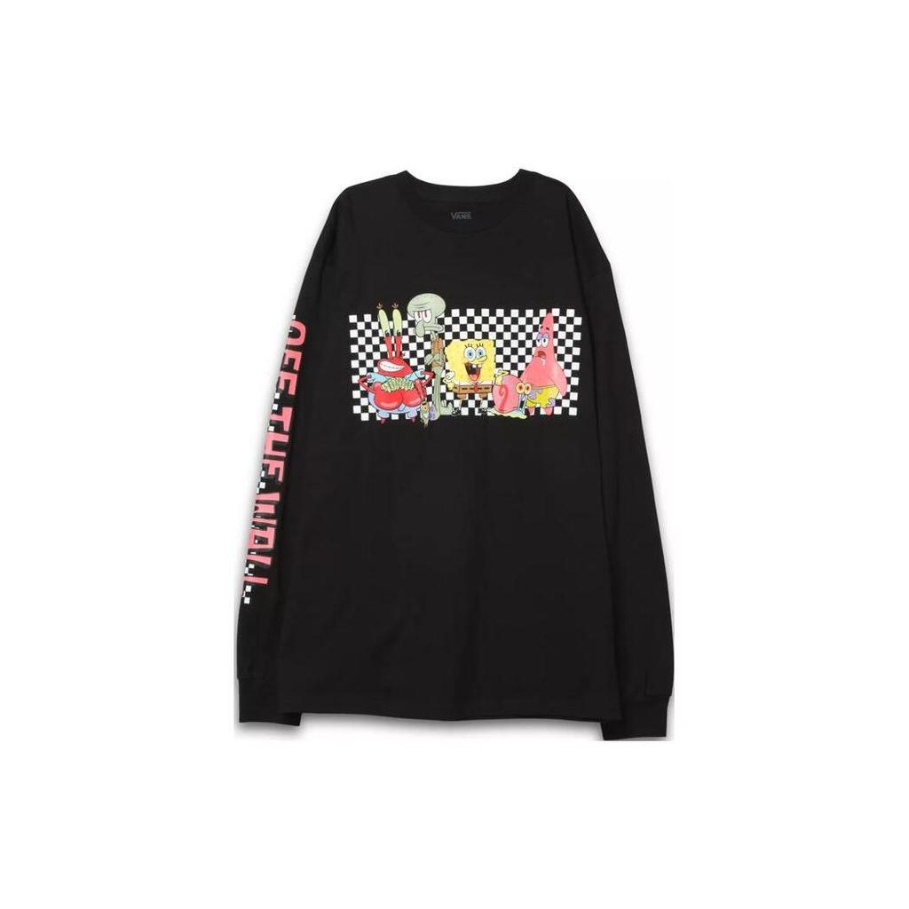Vans X SpongeBob SquarePants Character Cartoon Print Crew Neck Pullover Long Sleeve T-Shirt Men Tops Black VN0A5KCSZAT