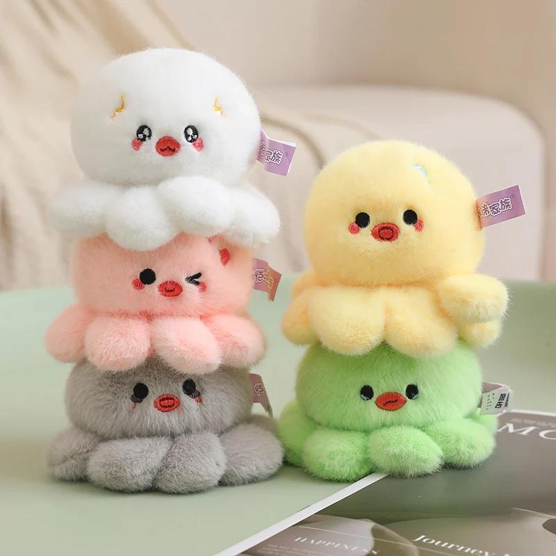 Cute Octopus Plush Keychain Soft Fluffy Stuffed Animal Doll Squishy Bag Charm Gift