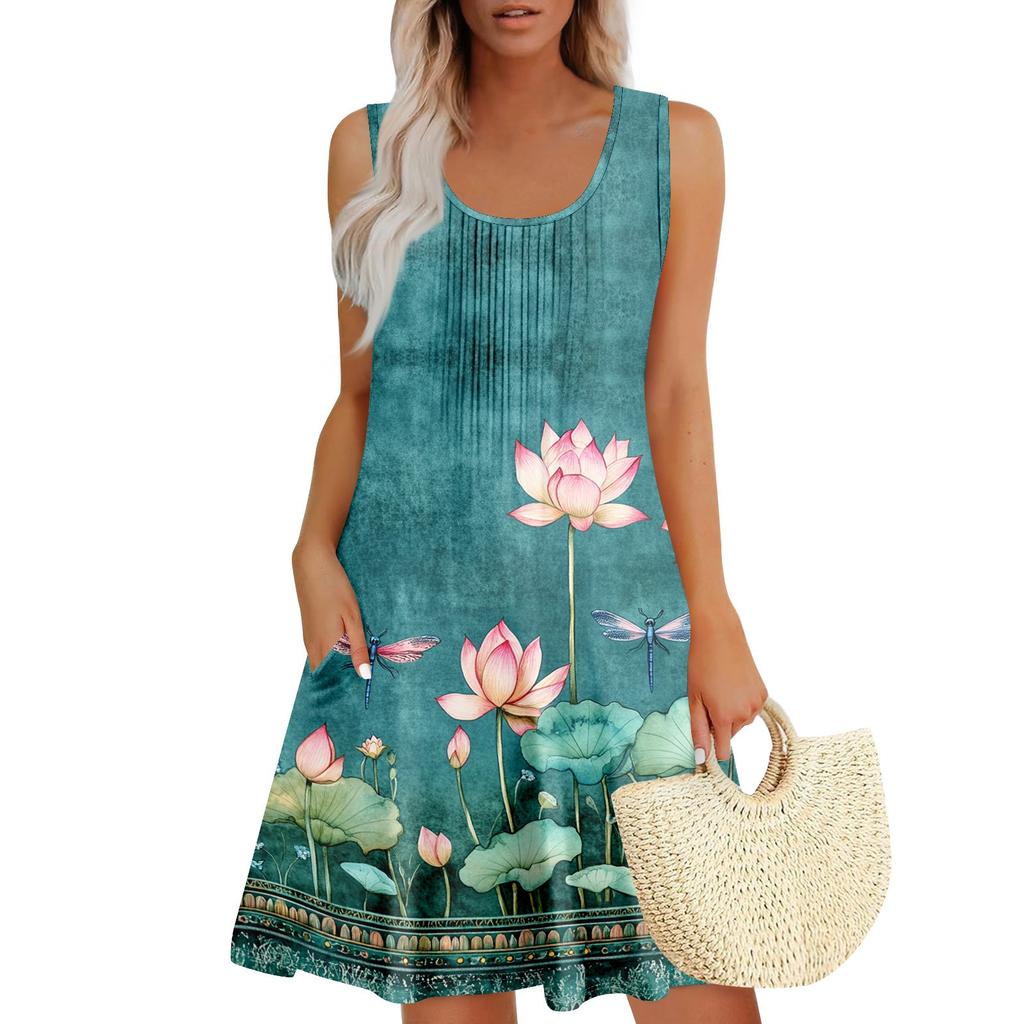 Женский повседневный сарафан с карманами, летнее пляжное платье в стиле бохо, праздничное платье для женщин, платья-майки