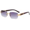 4 Wood Grain Temple Metal Sunglasses Irregular Square Trend Sunglasses For Glasses