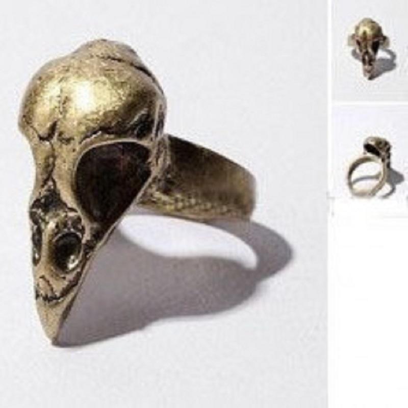 European and American Men's Bird Head Ring Opening Exaggerated Hollow Bird Skull Ring Punk Jewelry