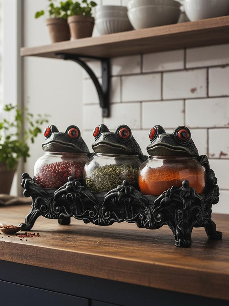 Handcrafted Witchy Frog Apothecary Spice Jars Empty Clear Seasoning Jars Spice Containers Seasoning Containers for Salt Pepper