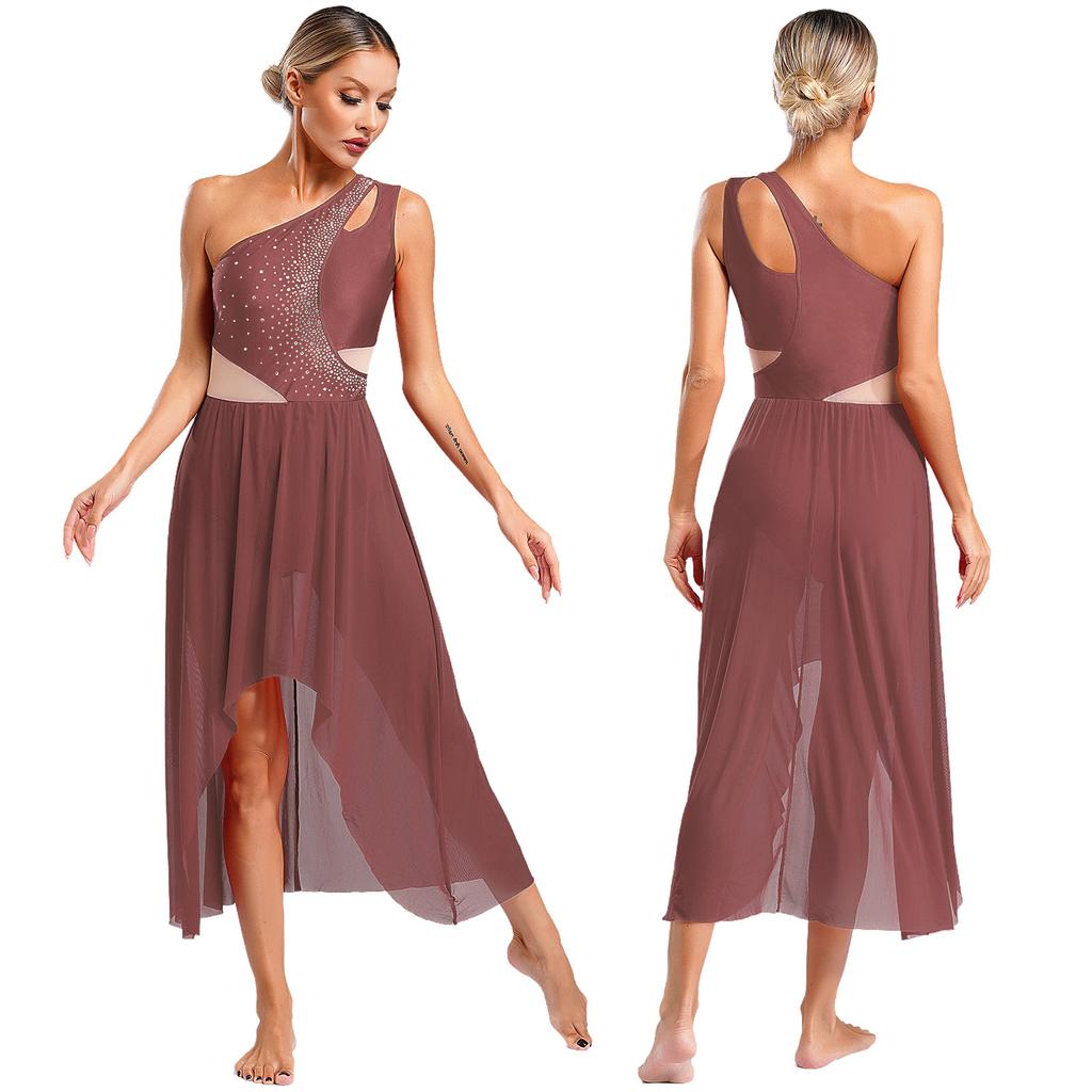 Женский безрукавный стразы сетчатый современный лирический танцевальный купальник платье балет гимнастика катание на коньках сценическое выступление танцевальная одежда