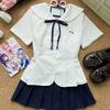 Japanese Style Short Sleeve Doll Waist Academy Uniform Set for Women - Spring/Summer