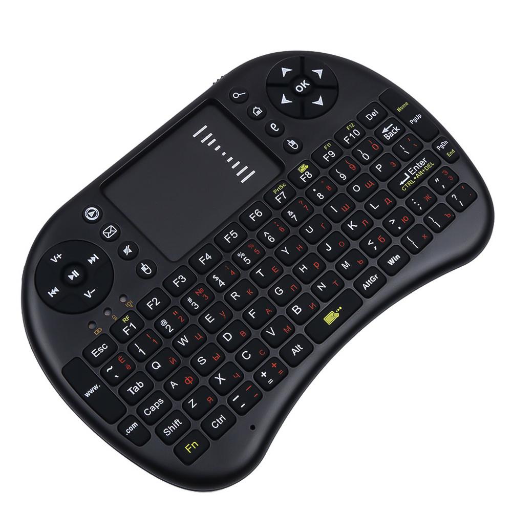 I8 Mini Keyboard 2.4GHz Беспроводная клавиатура 3-цветная подсветка английская русская воздушная мышь с сенсорной панелью Пульт дистанционного управления для ПК ноутбука