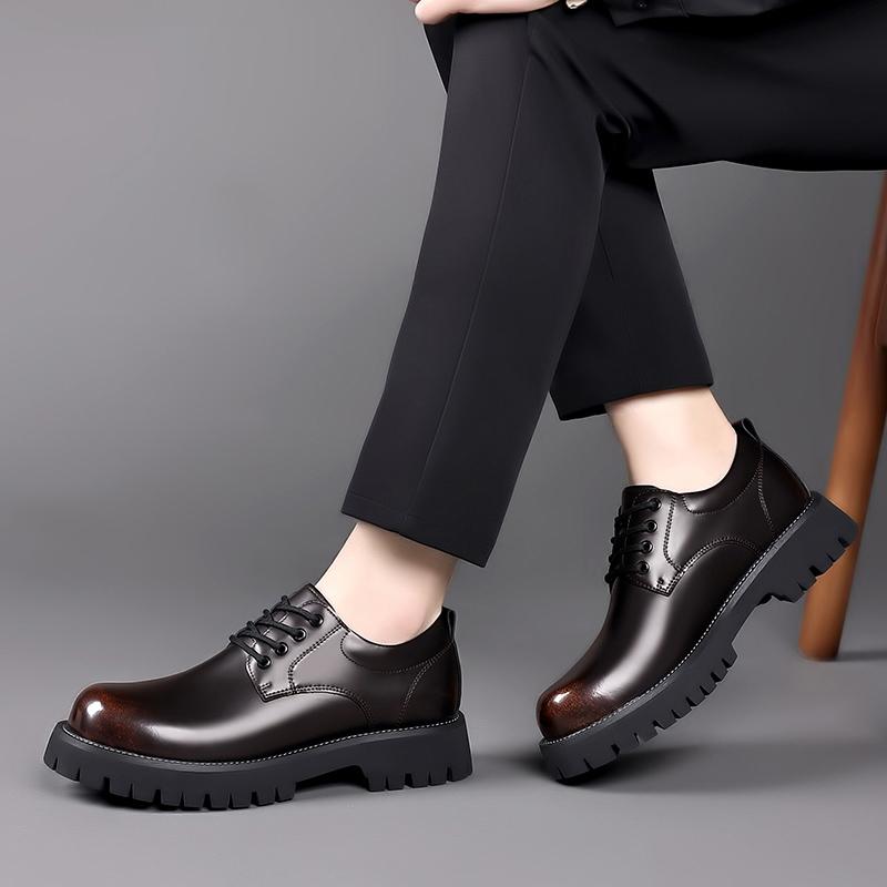 Модные весенние мужские кожаные туфли на платформе, оксфорды, мужские туфли дерби, повседневные кроссовки, мужские туфли на шнуровке с толстой подошвой, формальные туфли