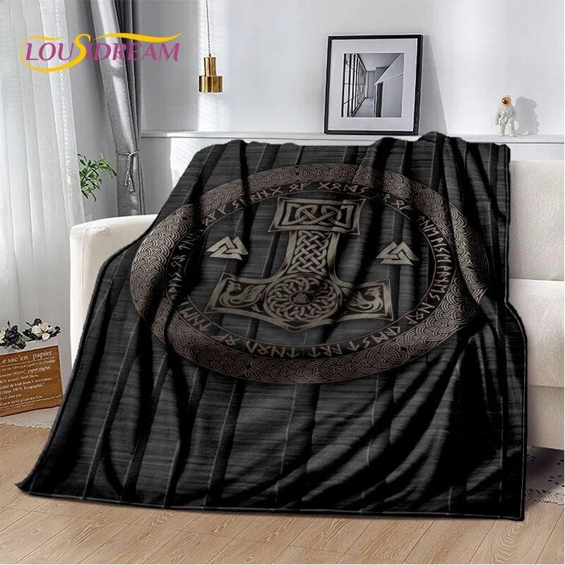 3D Viking Odin Valhalla Nordic Mythology Symbols Blanket,Soft Throw Blanket for Home Bedroom Bed Sofa Picnic Office Travel Cover