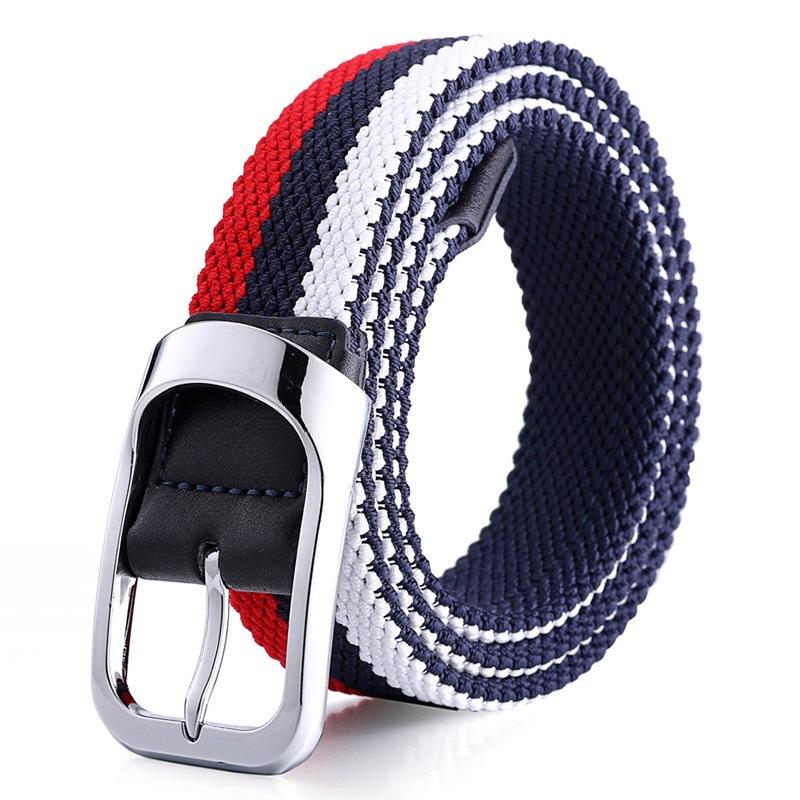 New elastic three-color men's golf non-punching breathable pin buckle braided belt