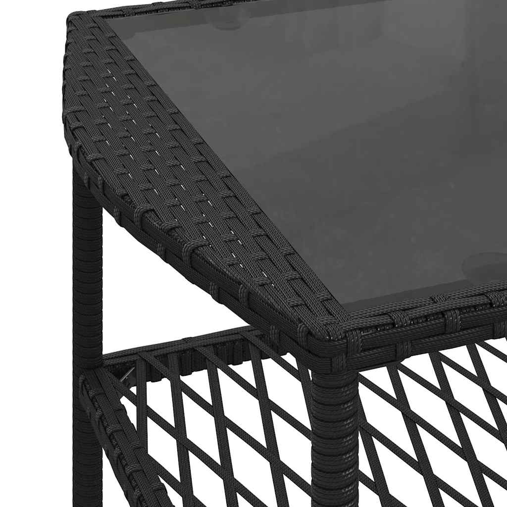 4 Piece Outdoor Sofa Set with Cushions Black Poly Rattan