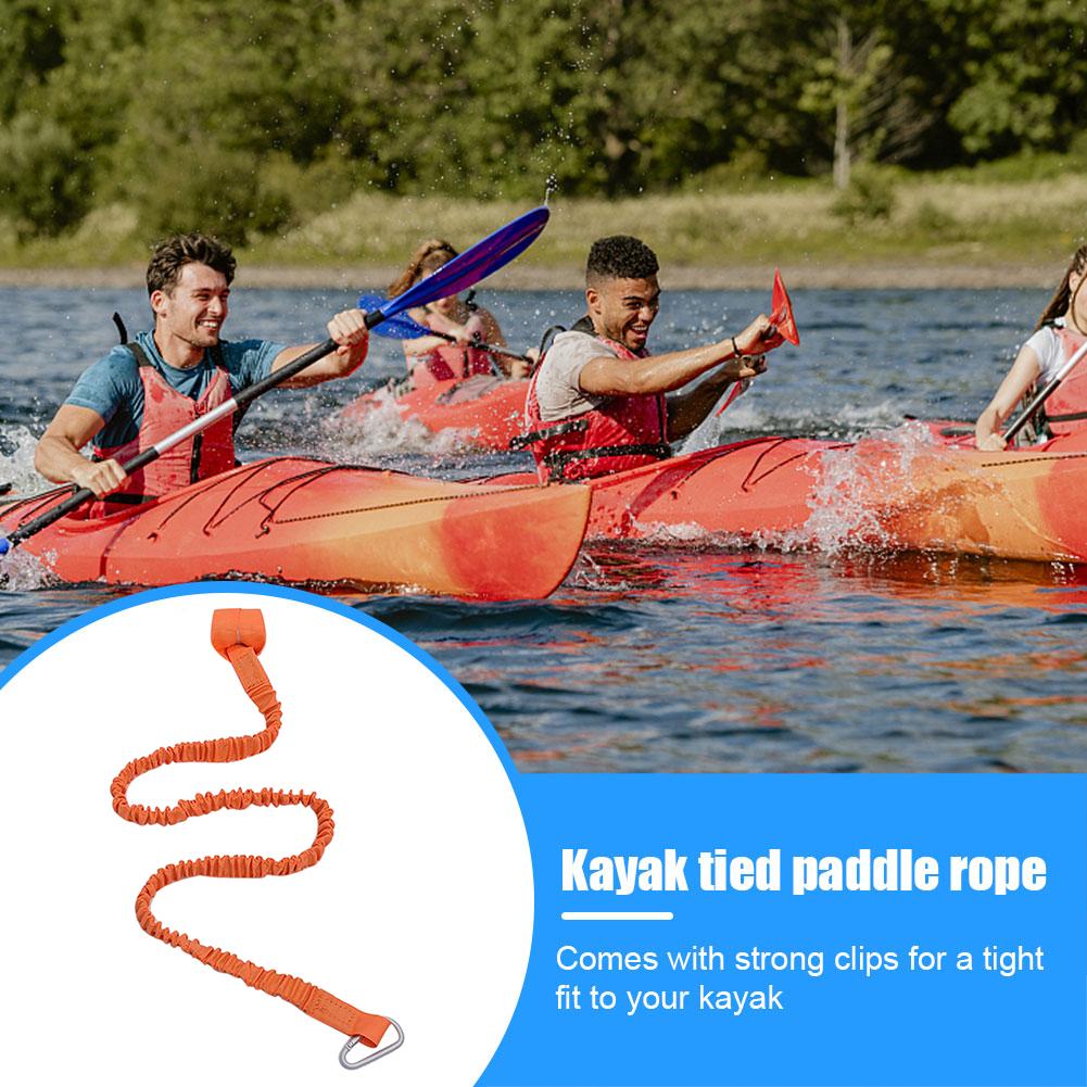 Kayak Paddle Leash Elastic Canoe Leash Heavy Duty Surfing Stretchable Lanyard with Buckle for Kayak Canoe Surfboard