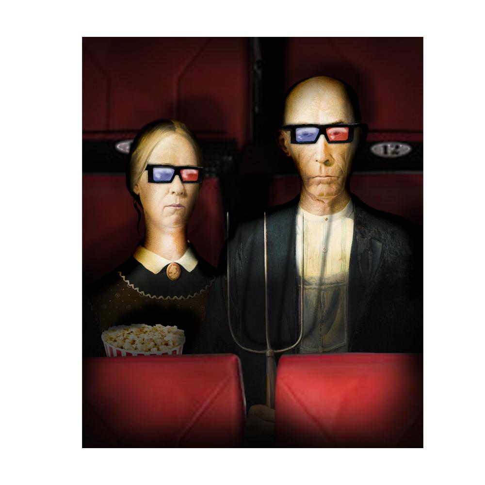 Vintage Portrait Poster American Gothic Art Print Canvas Painting Funny Design Wall Art Abstract Pictures for Gallery Home Decor