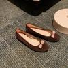 Овчина версия кожаный бант круглый носок светлый рот цветовая гамма балетки на плоской подошве женская обувь для работы