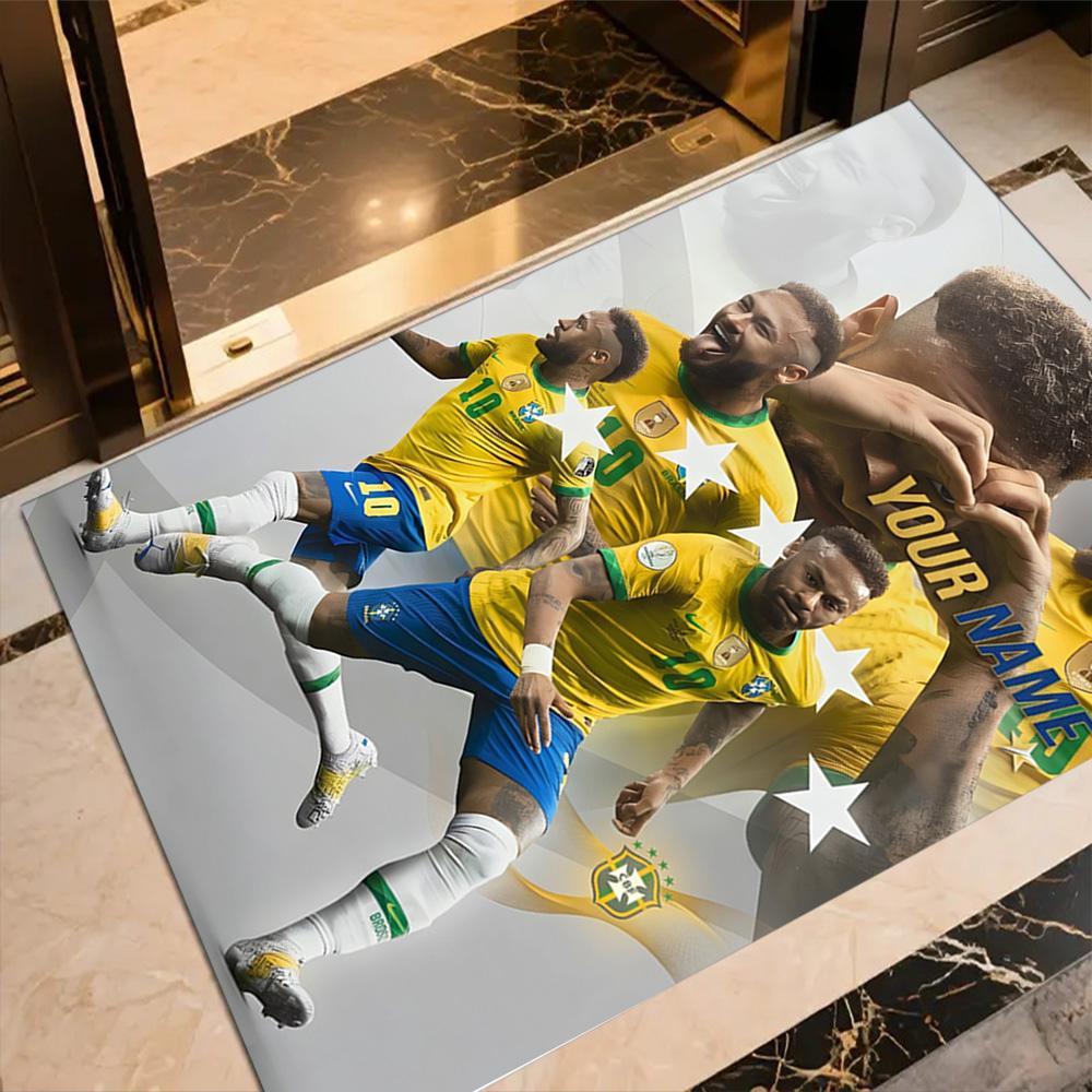 Abstract Neymar Portrait Art Customize Text Area Rug Design for Dormitory Playrooms Dining Room Study room Antislip Carpet Office home decor