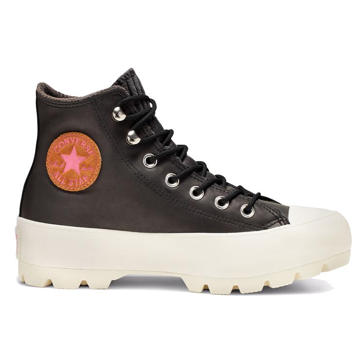 Converse Кеды Chuck Taylor All Star Lugged Водонепроницаемые Кожаные Высокие Толстая Подошва Черно-Белые Женские 565006C