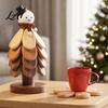Compact Folding Trivet Stand Collapsible Wooden Trivets for Hot Dishes Tree-Shaped Heat Resistant Potholders Cast Iron Pan Mat Insulation