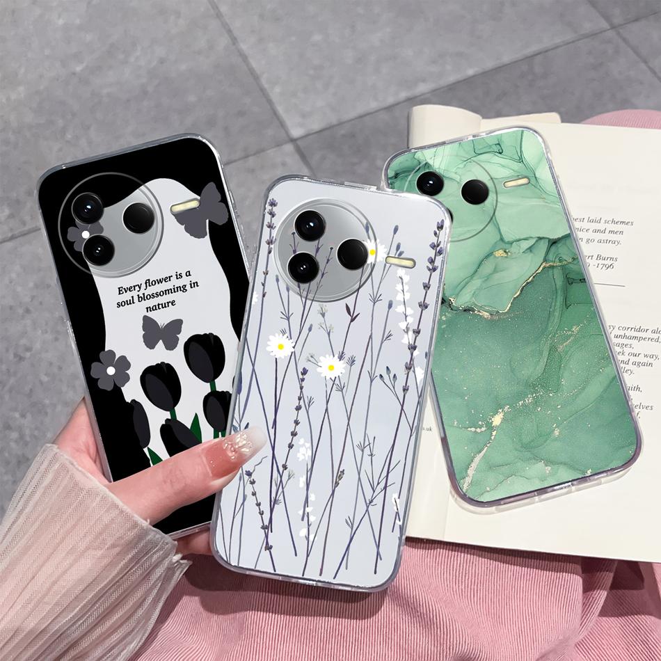 Чехол для POCO F7 Pro / F7 Ultra Летний Цветок Прозрачный Funda для POCO F 7 Мягкая Ультратонкая Задняя Крышка Телефона Ударопрочный Корпус