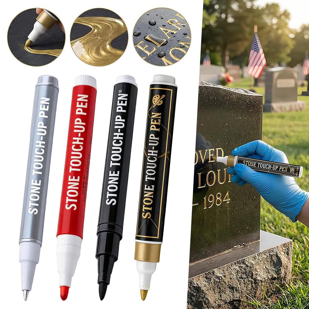 Waterproof Marker Paint Pen for Tombstone, Oil Based Gravestone Marker, Quick Dry Weatherproof Pen for Memorial Maintenance
