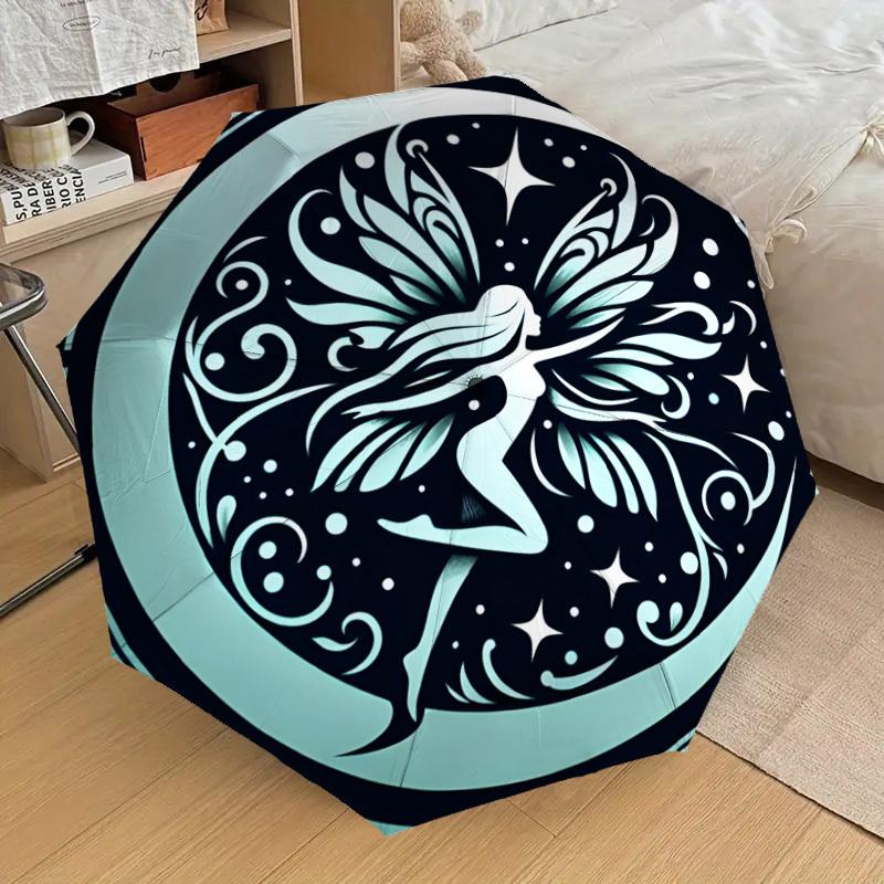1pc Fairy Moon Night Sky Umbrella with Plastic Handle,Suitable for All Seasons Home Travel Outdoor UmbrellaDD1214