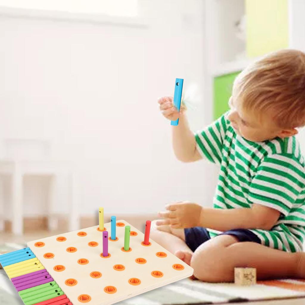 Деревянный геоборд, координация рук и глаз, сенсорная тренировка, безопасный деревянный математический блок для детей O