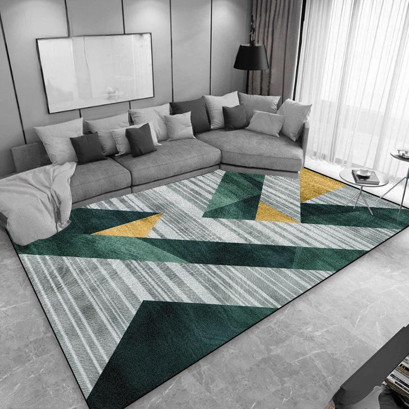 Современные ковры в стиле легкой роскоши для гостиной, геометрический ковер для зоны дивана, большой ковер для украшения спальни, нескользящий коврик для журнальных столиков