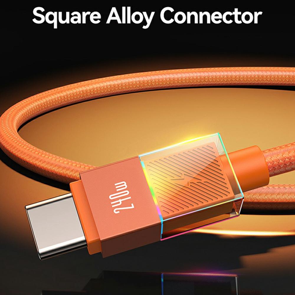 USAMS SJ775 U93 1.2m 240W Fast Charging Cable Type-C to Type-C Data Sync Cord with Colorful Light