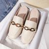 Fashion 2024 New Spring and Summer Women Wear Slippers Korean Fashion Simple Design Leather Girl Black Muller Shoes 41-44 Free Shipping