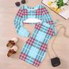 Girls Cartoon 2 Piece Outfits, Long Sleeve Crop Top + Spaghetti Strap Bodycon Dress, Pink Base Bow‑Star Print Party Dress Set