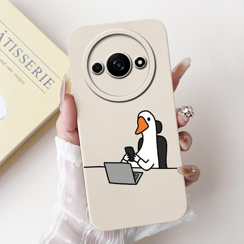 For Redmi A3 4G Phone Case For Xiaomi Poco C61 Cover Silicone Luxury Fashion Flowers Kawaii Cute Cat Painted Shockproof Bumper