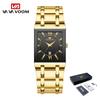 VA VA VOOM Men Watches Fashion Top Brand Luxury White Square Waterproof Quartz Wristwatch Stainless Steel Date Clock Mens Casual Business Watch