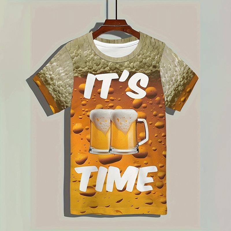 Fashion Men's T-Shirt Funny Beer Festival Graphic Print Men's and Women's Tees Top Summer Street Short Sleeve Casual Outdoor Men's Clothing