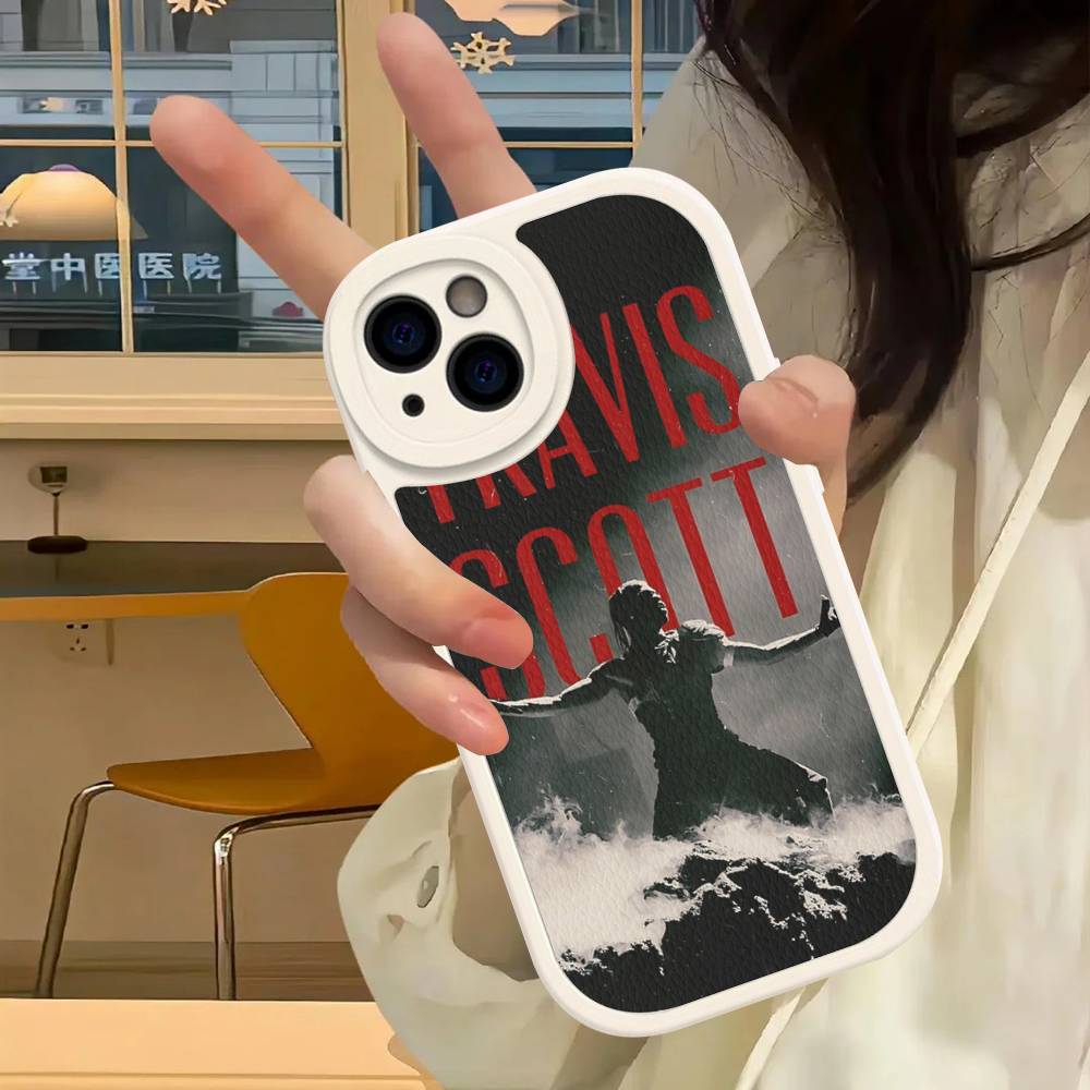 Чехол для телефона из кожи с изображением Трэвиса Скотта для iPhone 16 15 14 13 12 11 Pro Max Plus