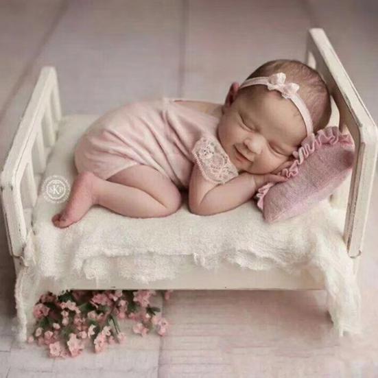 Детская кроватка для фотосъемки, съемный ретро-дизайн, деревянная гладкая поверхность, реквизит для кроватки для новорожденных для фото