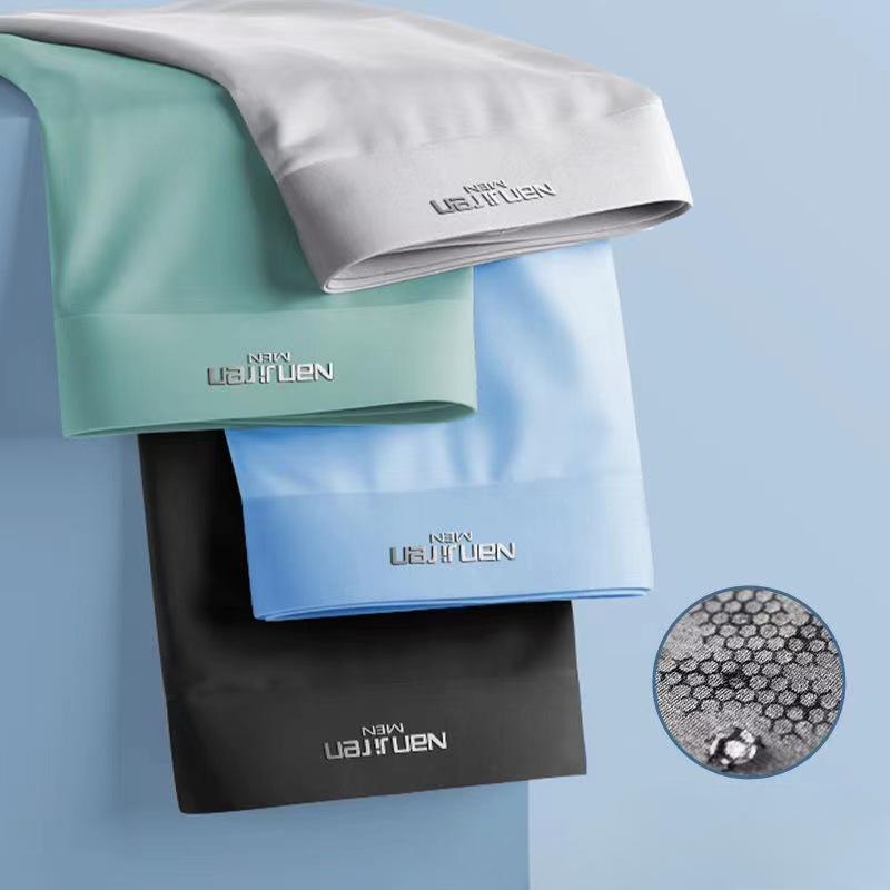 1 комплект, мужские трусы-боксеры, нижнее белье на плоской подошве, шелковые сухие и удобные мужские трусы, дышащие трусы, тонкие сексуальные мужские шорты-боксеры